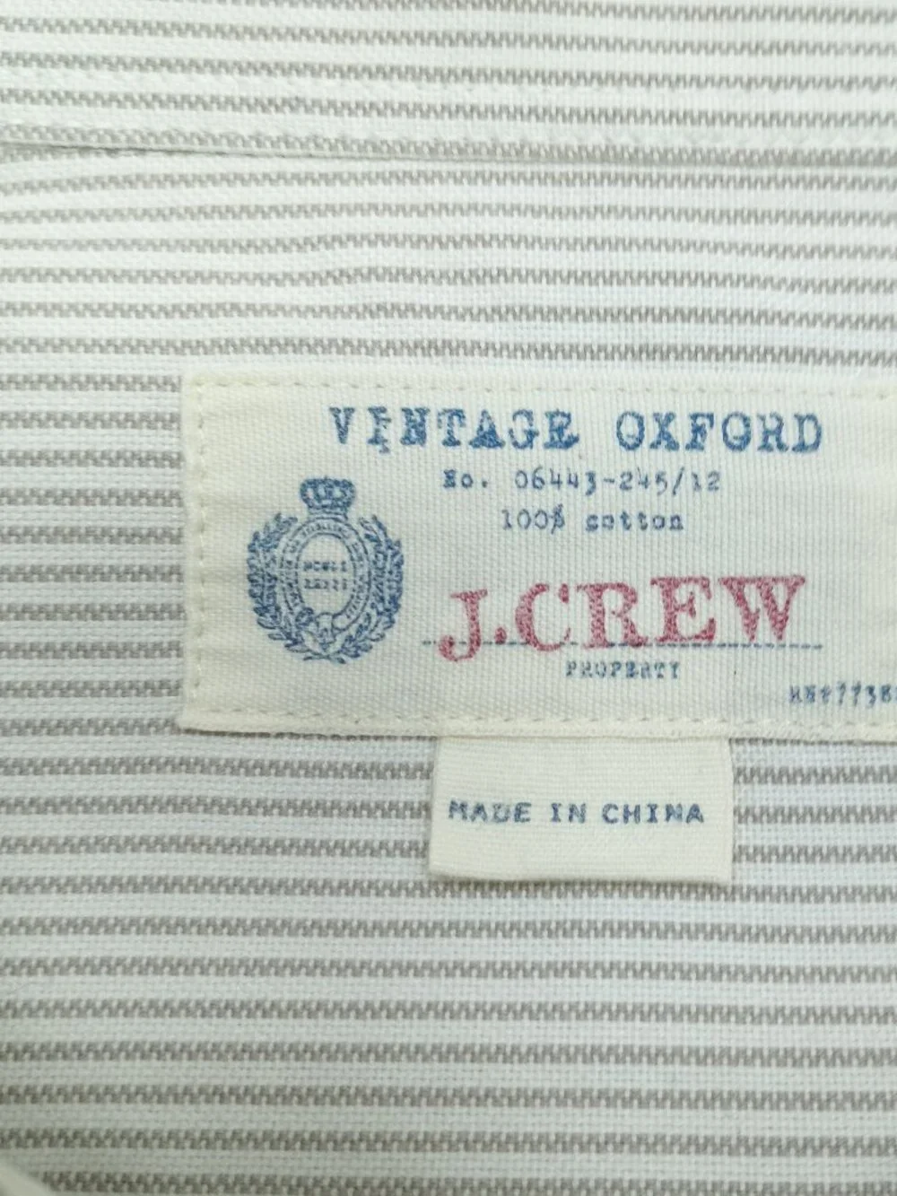 J Crew Vintage Oxford Shirt Mens XL Gray Stripe Cotton Button Down Preppy